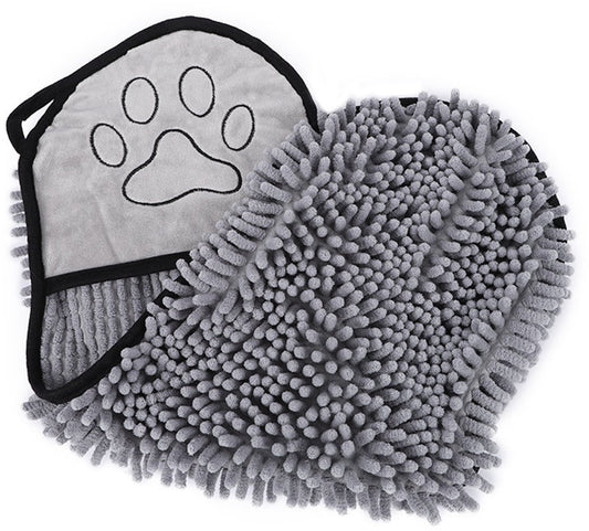 Dog Towel - Quick-drying dog towel - Super absorbent dog towel - Bath towel for dogs - Comfortable paw pockets - Suitable for indoor and outdoor use - Durable material - Machine washable (Gray, 62 x 25 cm)