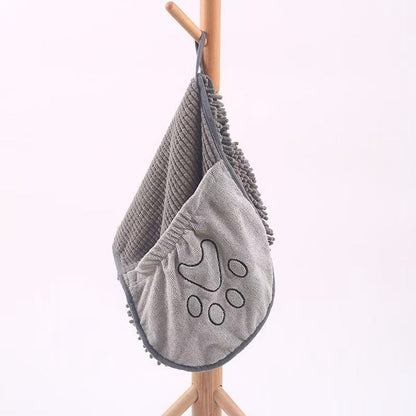 Dog Towel - Quick-drying dog towel - Super absorbent dog towel - Bath towel for dogs - Comfortable paw pockets - Suitable for indoor and outdoor use - Durable material - Machine washable (Gray, 62 x 25 cm)