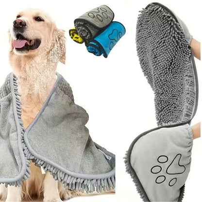 Dog Towel - Quick-drying dog towel - Super absorbent dog towel - Bath towel for dogs - Comfortable paw pockets - Suitable for indoor and outdoor use - Durable material - Machine washable (Gray, 62 x 25 cm)