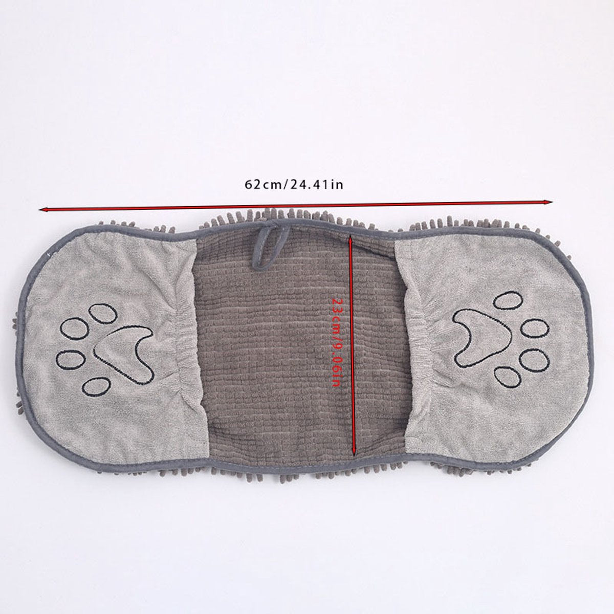 Dog Towel - Quick-drying dog towel - Super absorbent dog towel - Bath towel for dogs - Comfortable paw pockets - Suitable for indoor and outdoor use - Durable material - Machine washable (Gray, 62 x 25 cm)