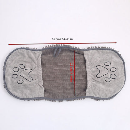 Dog Towel - Quick-drying dog towel - Super absorbent dog towel - Bath towel for dogs - Comfortable paw pockets - Suitable for indoor and outdoor use - Durable material - Machine washable (Gray, 62 x 25 cm)