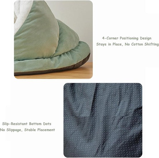 Cat Bed - Comfortable Slipper-Shaped Cat Bed - Semi-Enclosed Pet Den - Suitable for Indoor Cats and Small Dogs - Warm Plush Cat and Dog Bed - Non-Slip Bottom - 50*35*30 cm - Gray