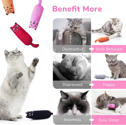 Petluno 5Pcs Bite Resistant Catnip Toy for Cats,Catnip Filled Cartoon Mice Cat Teething Chew Multicolor