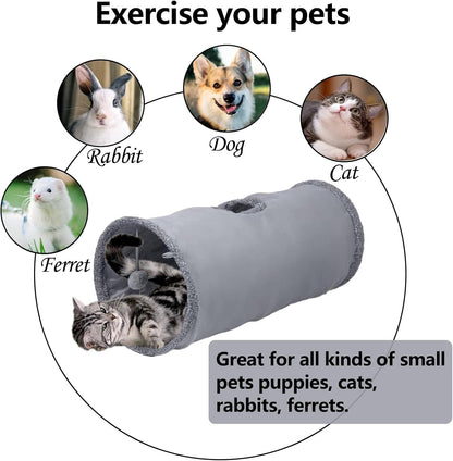 Cat Play Tunnel - 1 Piece - Indoor Outdoor Pet Play Tube - Crawl Tunnel - Play House - Grey