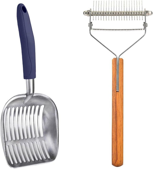 Litter Shovel & Dual-Sided Pet Grooming Comb Set