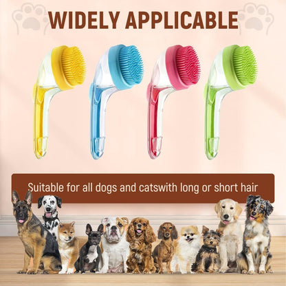 Pet Bath Brush with Shampoo Dispenser, 2025 New Dog Bath Brush Soft Silicone Bristle for Bathing Pets Grooming Massage Brush (Blue)