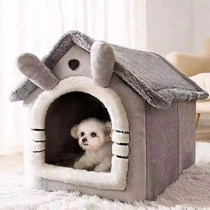 Soft Indoor Dog House & Bed, Washable Grey