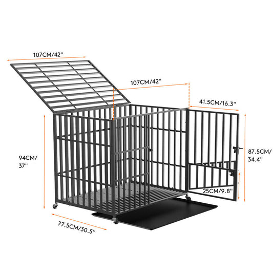 42 XL Heavy Duty Dog Cage Playpen Kennel w/ Wheels