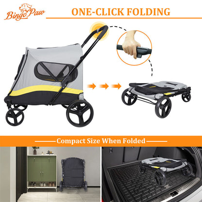 Dog Stroller w/ Rain Cover Foldable Pet Cart