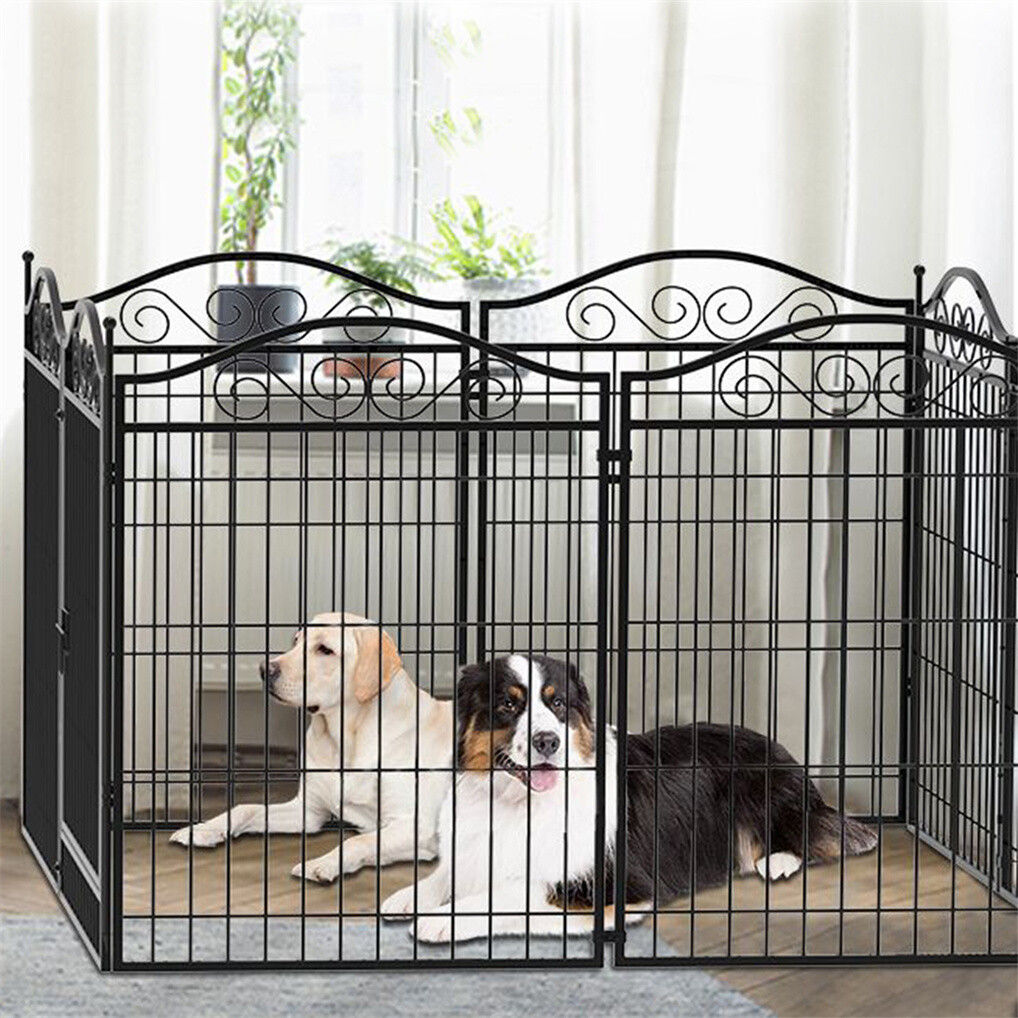 16 Panel Pet Playpen Gate Extension w/ Lockable Door Large Dog Cage