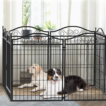 16 Panel Pet Playpen Gate Extension w/ Lockable Door Large Dog Cage