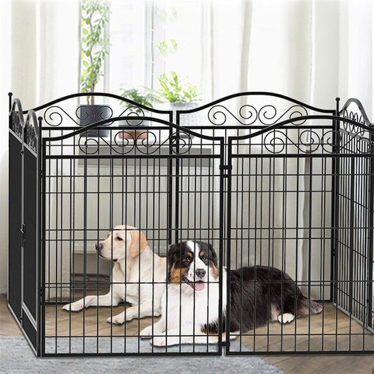 16 Panel Pet Playpen Gate Extension w/ Lockable Door Large Dog Cage