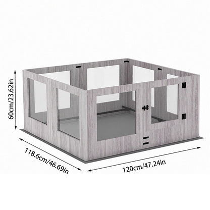 Indoor Dog Pen Tempered Glass Kennel w/ Pad