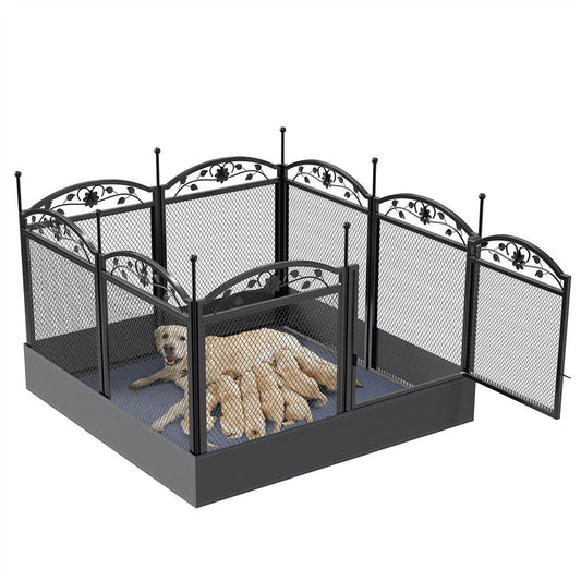 XL Metal Dog Playpen Indoor Fence with Waterproof Pad