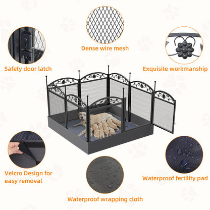 XL Metal Dog Playpen Indoor Fence with Waterproof Pad