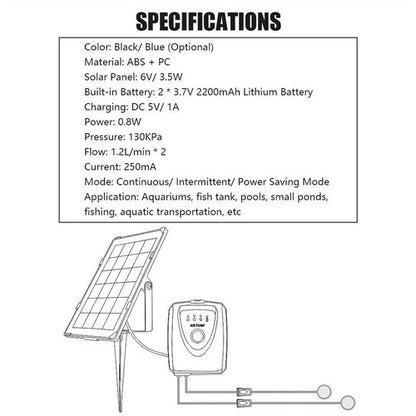 Solar Pond Pump Air Pump Solar Powered Pool Fish Tank Oxygenator Oxygen Aerator