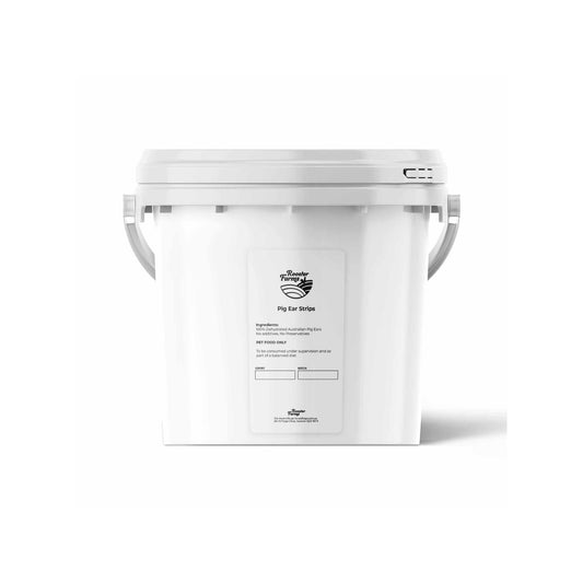 1Kg Dog Treat Pig Ear Strips Bucket - Dehydrated Australian Healthy Puppy Chew