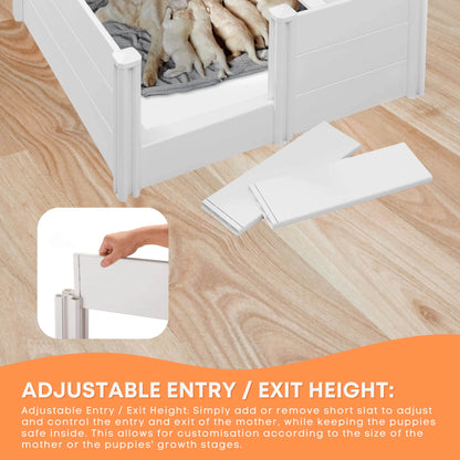 Rooster Farms Dog Whelping Box 0.95m x 0.95m x 0.48m - Puppy Birthing PVC Pen