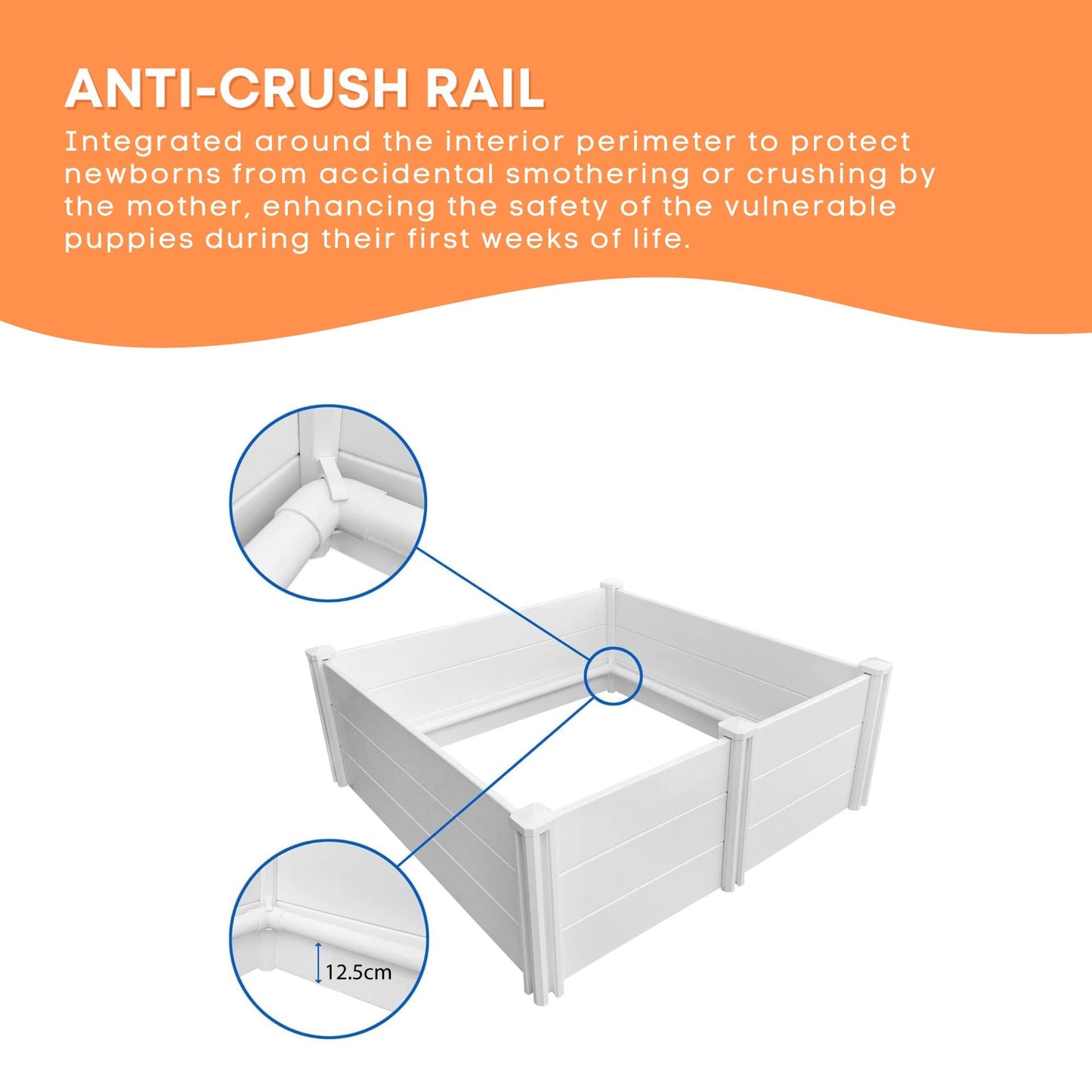 Rooster Farms PVC Dog Whelping Box 1.15m x 1.15m x 0.48m - Puppy Birthing Pen