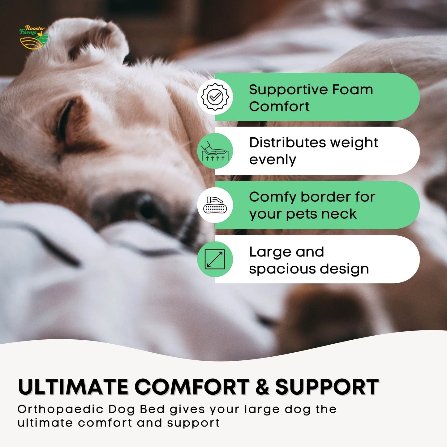 Orthopaedic Dog Bed XL Grey - Memory Foam Mattress Waterproof Removable Cover