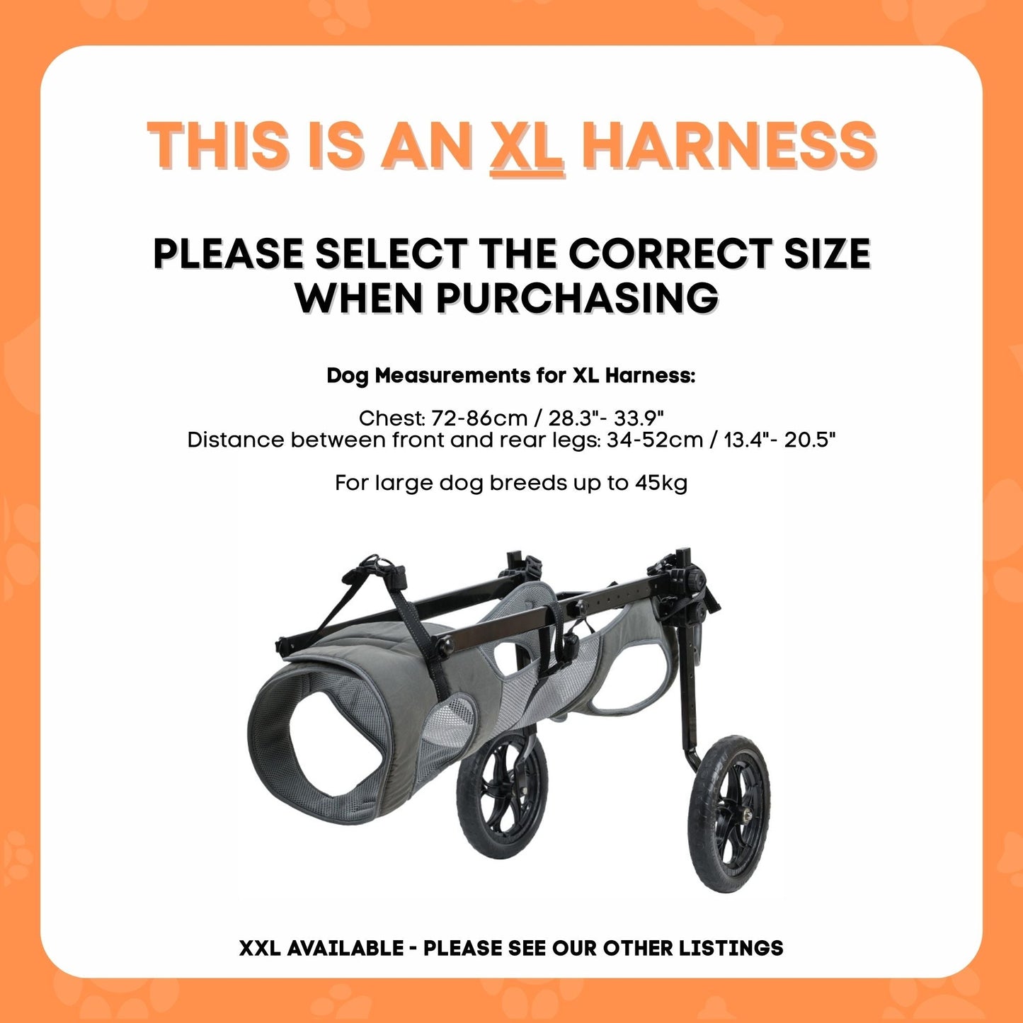 Rooster Farms Large Dog Wheelchair XL Harness - Adjustable Back Leg Aid