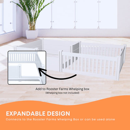 Rooster Farms PVC Dog Play Pen Extension for Whelping Box - 95cm x 95cm x 48cm