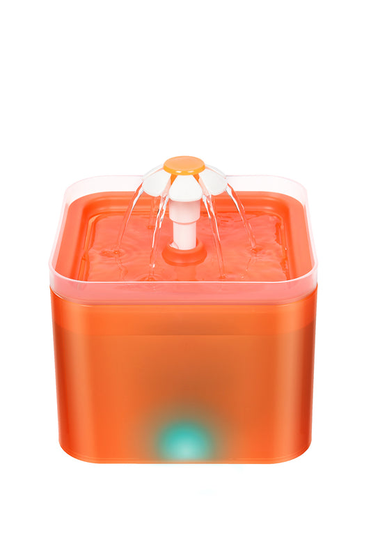 YES4PETS Dog Cat Water Feeder Automatic Electric Pet Water Fountain Bowl Dispenser W LED Orange