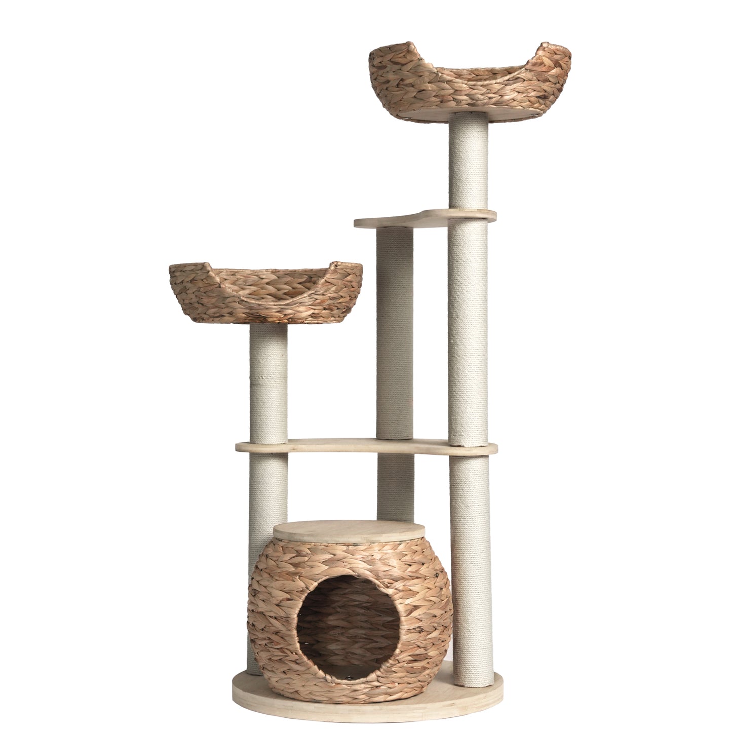 Whisker Wonderland Premium Eco Bamboo Cat Tree Large - Natural Bamboo Structure, Safe & Stable, Multi-Functional Cat Furniture, Climbing & Scratching