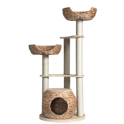 Whisker Wonderland Premium Eco Bamboo Cat Tree Large - Natural Bamboo Structure, Safe & Stable, Multi-Functional Cat Furniture, Climbing & Scratching