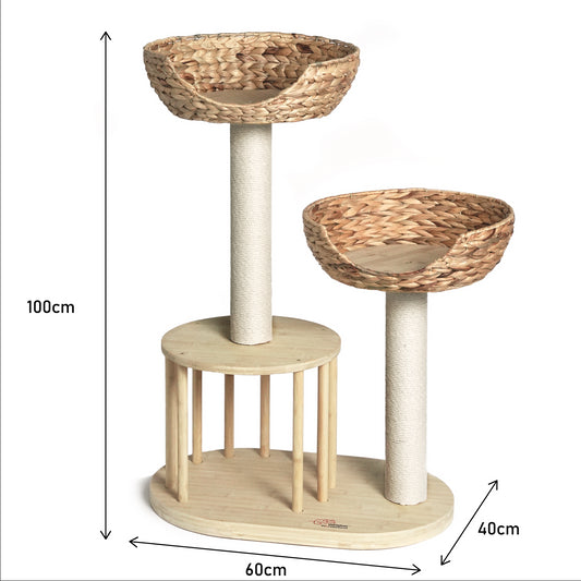 Whisker Wonderland Premium Eco Bamboo Cat Tree Medium - Natural Bamboo Structure, Safe & Stable, Multi-Functional Cat Furniture, Climbing & Scratching
