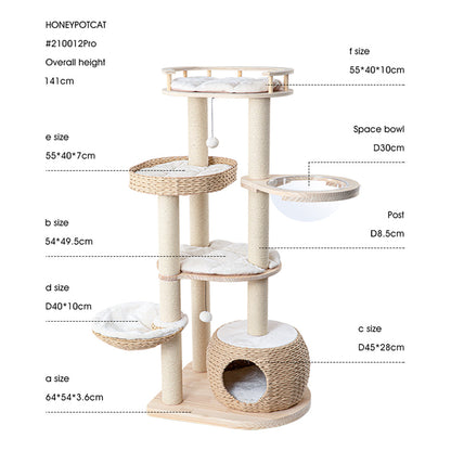 HONEYPOTCAT Cosy Woven Cat Perch - 141.5cm