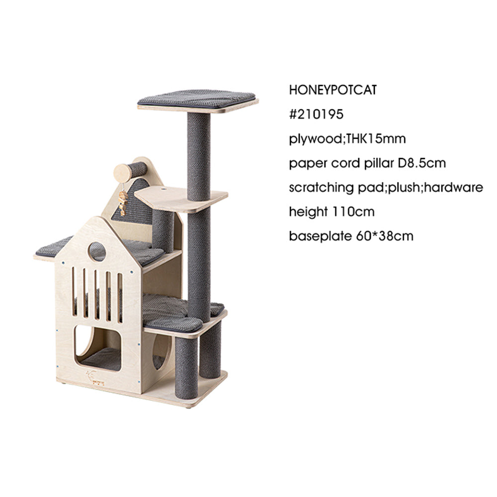 HONEYPOTCAT Deluxe Two-Level Cat Villa - 113cm