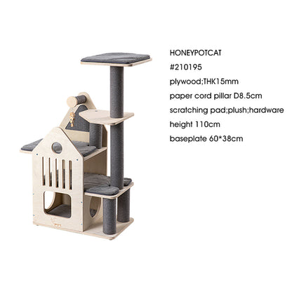 HONEYPOTCAT Deluxe Two-Level Cat Villa - 113cm