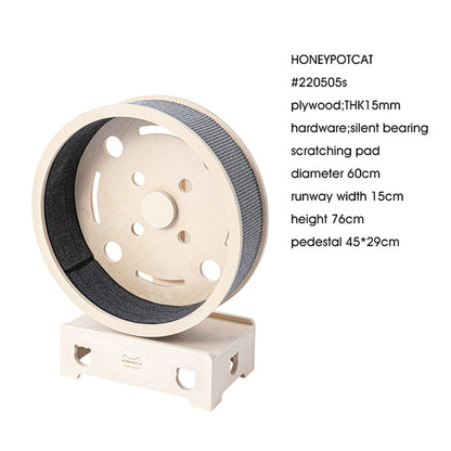 HONEYPOTCAT Fit & Fun Active Runner Wood Cat Wheel - Compact 79.5cm