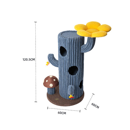 HONEYPOTCAT Solo Cactus Bloom Cat Tree - Blue 120.5cm