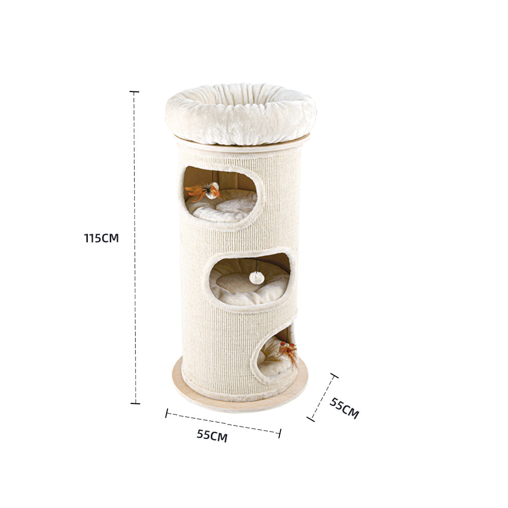 HONEYPOTCAT Cosy Sisal Barrel With Plush Top - Deluxe 115cm