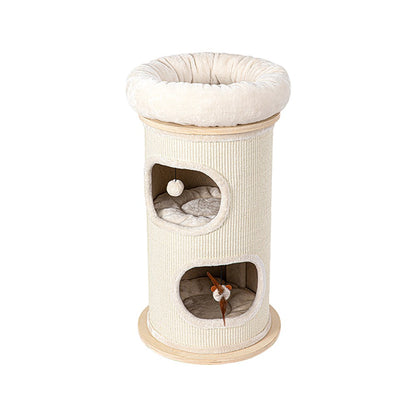 HONEYPOTCAT Cosy Sisal Barrel With Plush Top - Compact 89cm