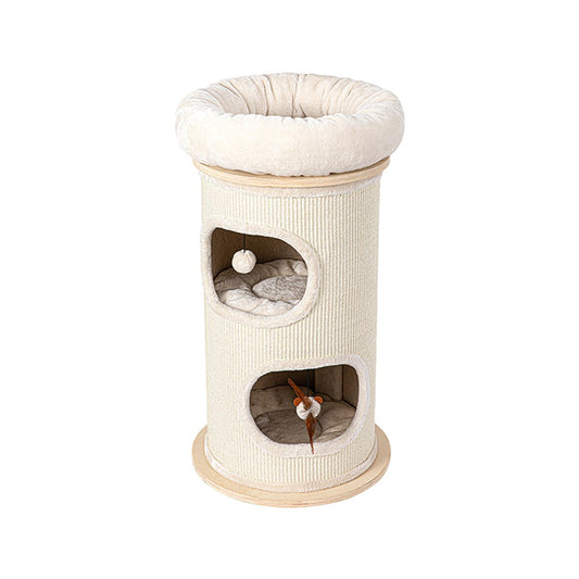 HONEYPOTCAT Cosy Sisal Barrel With Plush Top - Compact 89cm