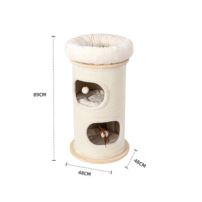 HONEYPOTCAT Cosy Sisal Barrel With Plush Top - Compact 89cm