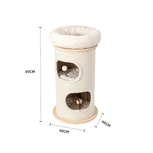 HONEYPOTCAT Cosy Sisal Barrel With Plush Top - Compact 89cm