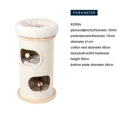 HONEYPOTCAT Cosy Sisal Barrel With Plush Top - Compact 89cm