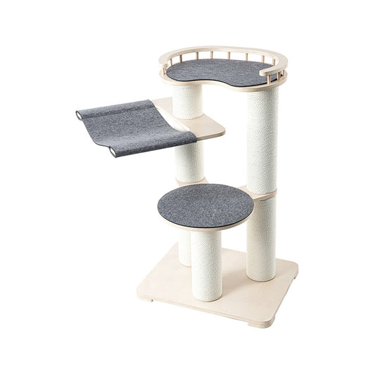 HONEYPOTCAT Leisure Loft With Hammock & Scratch Post - Gray Felt - 127cm