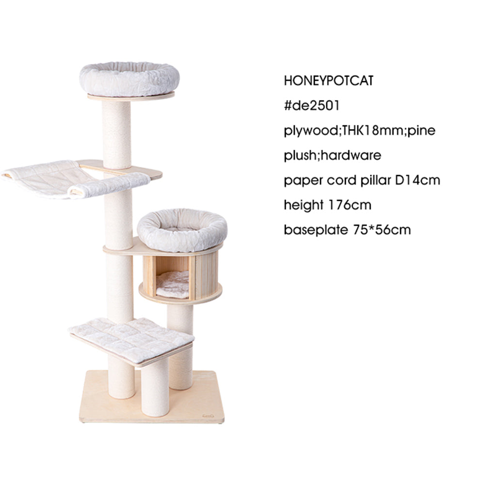 HONEYPOTCAT Signature Solid Wood Cat Tower - 175.5cm