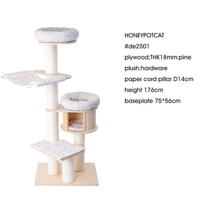 HONEYPOTCAT Signature Solid Wood Cat Tower - 175.5cm