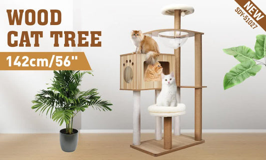 VaKa 1.42M Cat Tree Tower Scratching Post Scratcher Cats Condo House Bed Furniture