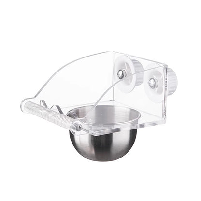 Parrot Stainless Steel Food Bowl Bird Feeder Cage Hanging Dish for Pet Birds - M