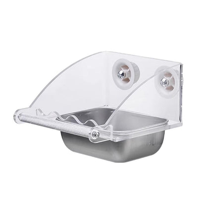 Parrot Stainless Steel Food Bowl Bird Feeder Cage Hanging Dish for Pet Birds - M