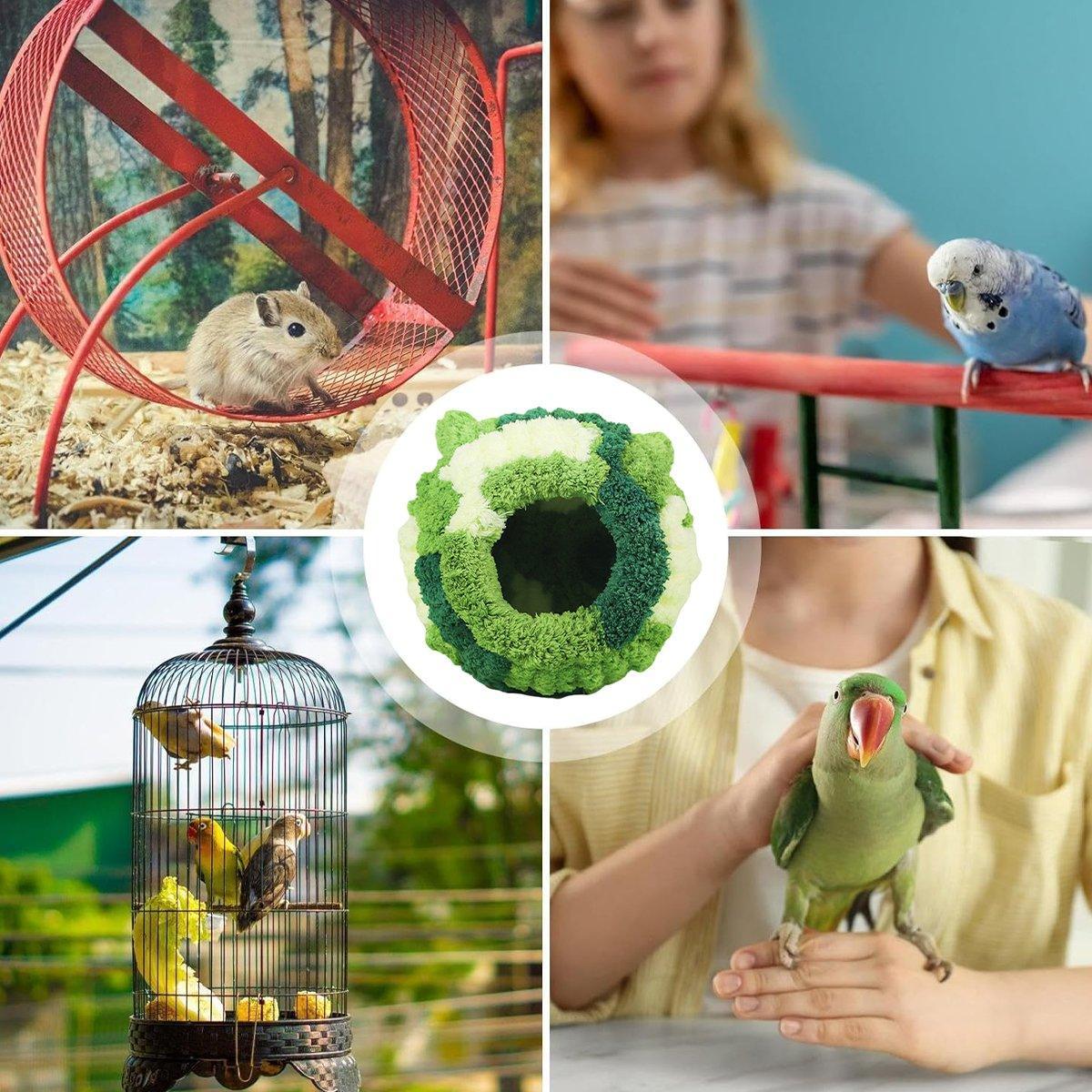 Hanging Warm Cotton Nest Hammock Cozy Bed for Parrots and Other Bird Species - Pink