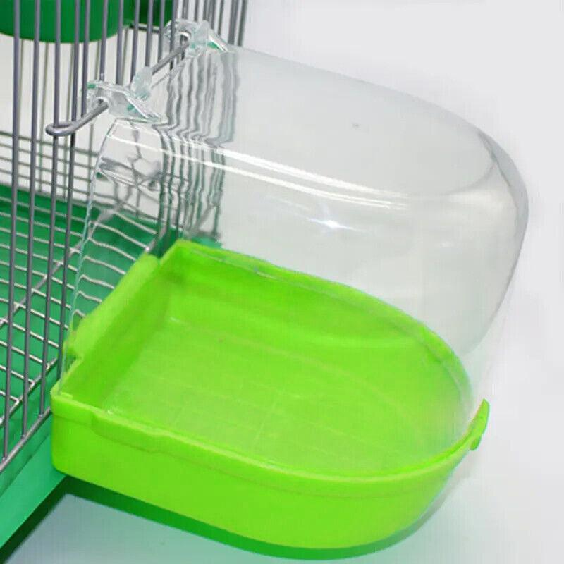 Bird Water Bath Tub For Pet Cage Hanging Bowl Parrot Birdbath Pet Cleaning - Green