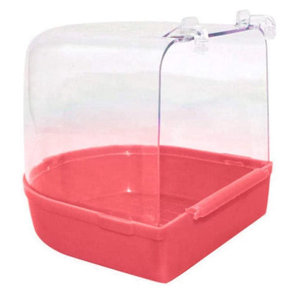 Bird Water Bath Tub For Pet Cage Hanging Bowl Parrot Birdbath Pet Cleaning - Pink